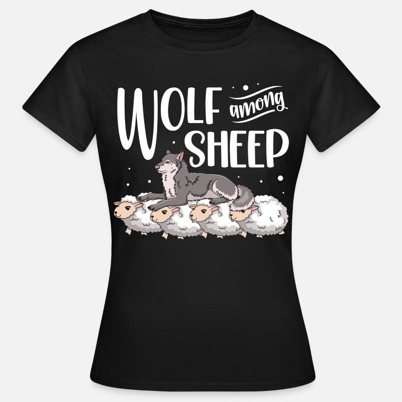 Wolf Among sheep Wolves Animal Werewolf Wolf - Women's T-Shirt - black