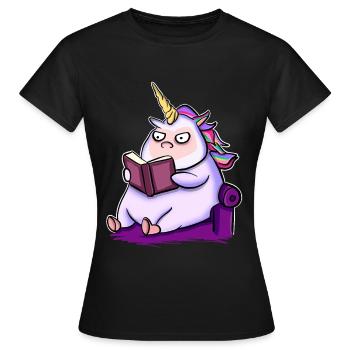 Unicorn Reading Book Books - Women's T-Shirt - black - Front - AI Model Female 172 dark (172cm)