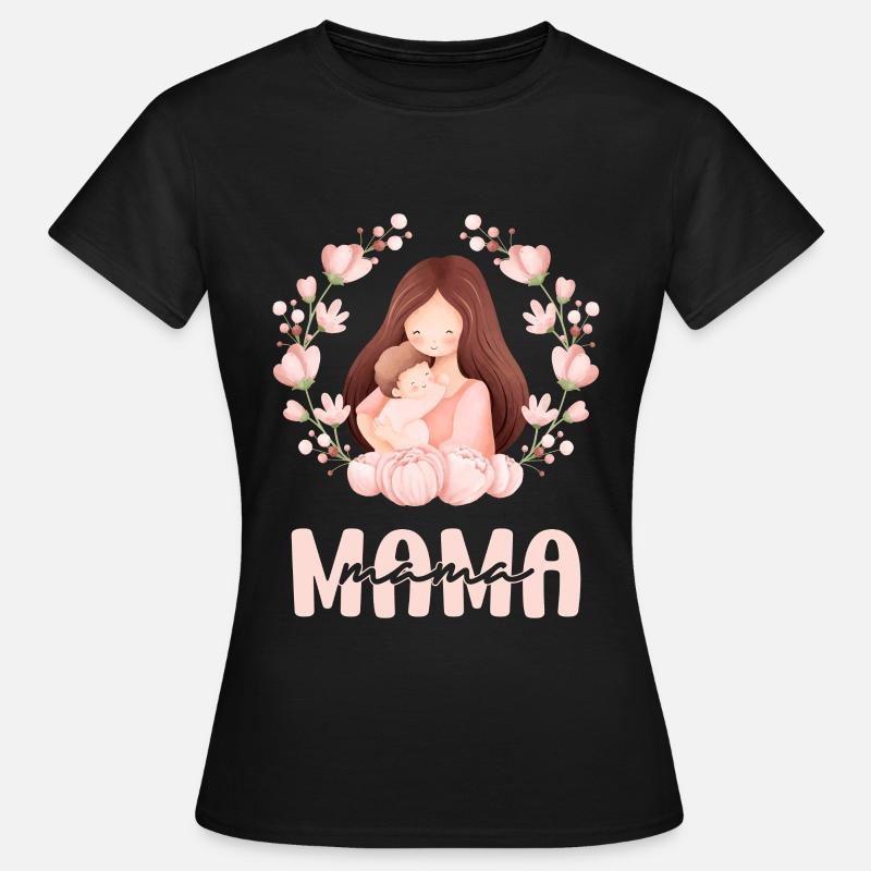 Mama Mutter Kind Blumen Mutterliebe - Frauen T-Shirt - Schwarz