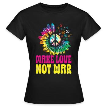 Hippie Peace Zeichen Frieden Blumen Blumenkind - Frauen T-Shirt - Schwarz - Vorne - AI Model Female 172 dark (172cm)
