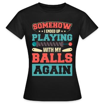 Flipper Retro Pinball Flipperautomat Bumper - T-shirt Femme - noir - Devant - AI Model Female 172 dark (172cm)