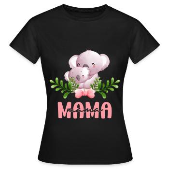 Maman, Koala, Mère, Enfant, Fleurs, L’amour de la mère - T-shirt Femme - noir - Devant - AI Model Female 172 dark (172cm)