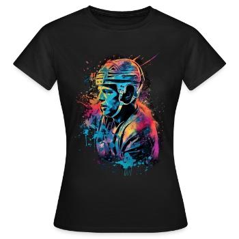 Bunter Eishockey Spieler Geschenk Eishockey Fans - Frauen T-Shirt - Schwarz - Vorne - AI Model Female 172 dark (172cm)