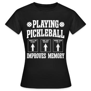 Jouer au pickleball améliore la mémoire - T-shirt Femme - noir - Devant - AI Model Female 172 dark (172cm)