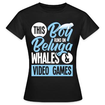 Beluga Whale Beluga Whale Whale Watching Gaming Dolphin - T-shirt Femme - noir - Devant - AI Model Female 172 dark (172cm)