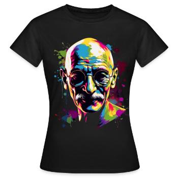 Mahatma Gandhi, lauréat du prix Nobel de la paix - T-shirt Femme - noir - Devant - AI Model Female 172 dark (172cm)