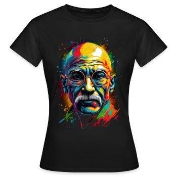 Mahatma Gandhi, lauréat du prix Nobel de la paix - T-shirt Femme - noir - Devant - AI Model Female 172 dark (172cm)