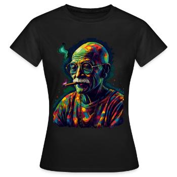 Mahatma Gandhi, lauréat du prix Nobel de la paix - T-shirt Femme - noir - Devant - AI Model Female 172 dark (172cm)