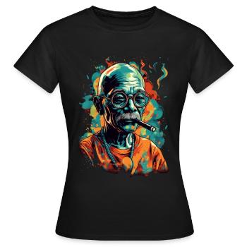 Lauréat du prix Nobel de la paix Mahatma Gandhi Gift - T-shirt Femme - noir - Devant - AI Model Female 172 dark (172cm)