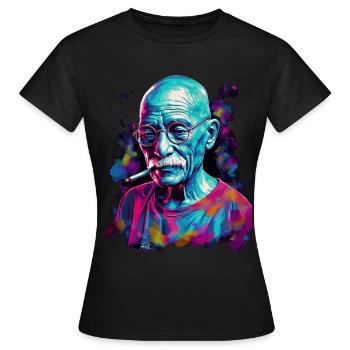 Mahatma Gandhi, lauréat du prix Nobel de la paix - T-shirt Femme - noir - Devant - AI Model Female 172 dark (172cm)