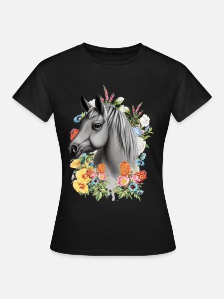 Horse Flowers - Women's T-Shirt - black