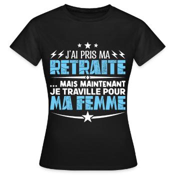 meilleur idée cadeau retraite, retraité, pension. - T-shirt Femme - noir - Devant - AI Model Female 172 dark (172cm)