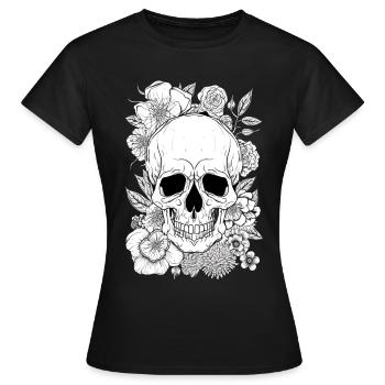 Cadeau d’art floral floral esthétique - T-shirt Femme - noir - Devant - AI Model Female 172 dark (172cm)