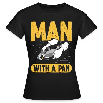 Man with a Pan - Women's T-Shirt - black - Front - AI Model Female 172 dark (172cm)