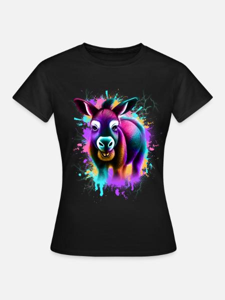 Esel Bunt - Frauen T-Shirt - Schwarz