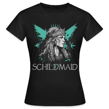 Schildmaid | Wikinger | Nordisch - Frauen T-Shirt - Schwarz - Vorne - AI Model Female 172 dark (172cm)