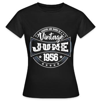 1956 Juni. Geburtstagsgeschenk Juni 1956. Juni. - Frauen T-Shirt - Schwarz - Vorne - AI Model Female 172 dark (172cm)