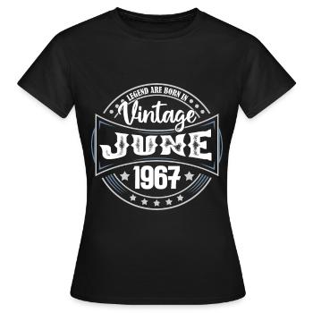 1967 Juni. Geburtstagsgeschenk Juni 1967. Juni - Frauen T-Shirt - Schwarz - Vorne - AI Model Female 172 dark (172cm)