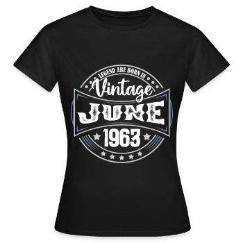 1963 Juni. Geburtstagsgeschenk Juni 1963. Juni. - Frauen T-Shirt - Schwarz - Vorne - AI Model Female 172 dark (172cm)
