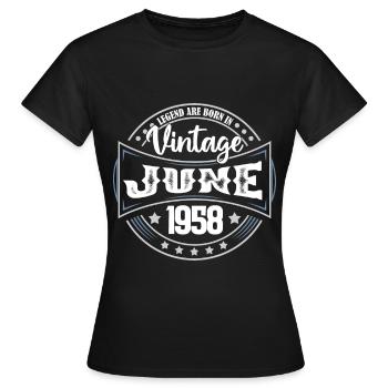 1958 Juni. Geburtstagsgeschenk Juni 1958. Juni. - Frauen T-Shirt - Schwarz - Vorne - AI Model Female 172 dark (172cm)