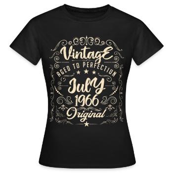 Jahrgang Geboren im Juli 1966 Jubiläum Juli - Frauen T-Shirt - Schwarz - Vorne - AI Model Female 172 dark (172cm)