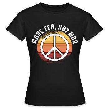Hippie Peace Zeichen Frieden Blumen Blumenkind - Frauen T-Shirt - Schwarz - Vorne - AI Model Female 172 dark (172cm)