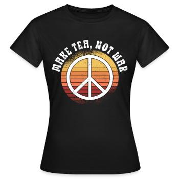 Hippie Peace Zeichen Frieden Blumen Blumenkind - Frauen T-Shirt - Schwarz - Vorne - AI Model Female 172 dark (172cm)
