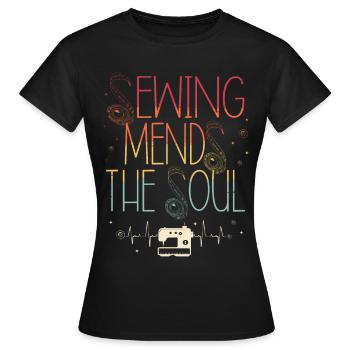 Nähen, Flicken, Die Seele, Kanalisation, Quilten, - Frauen T-Shirt - Schwarz - Vorne - AI Model Female 172 dark (172cm)