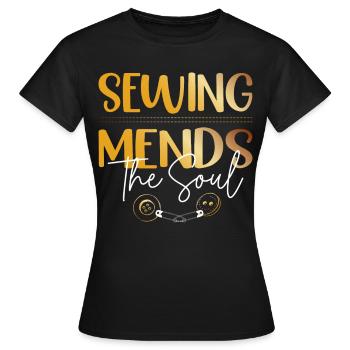 Nähen, Flicken, Die Seele, Kanalisation, Quilten, - Frauen T-Shirt - Schwarz - Vorne - AI Model Female 172 dark (172cm)