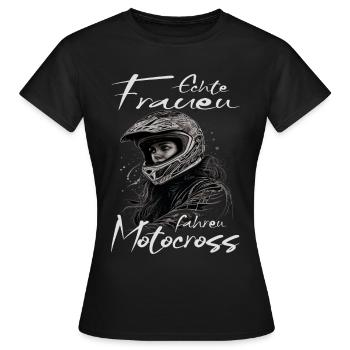 Real Women Ride Moto Motocross | Dirt Bike - T-shirt Femme - noir - Devant - AI Model Female 172 dark (172cm)