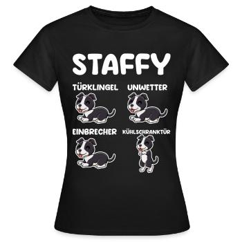 Dog Staffy - Women's T-Shirt - black - Front - AI Model Female 172 dark (172cm)