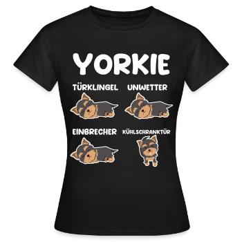 Hund Yorkie - Frauen T-Shirt - Schwarz - Vorne - AI Model Female 172 dark (172cm)