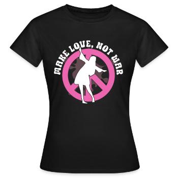 Hippie Peace Zeichen Frieden Blumen Blumenkind - Frauen T-Shirt - Schwarz - Vorne - AI Model Female 172 dark (172cm)