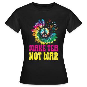 Hippie Peace Zeichen Frieden Blumen Blumenkind - Frauen T-Shirt - Schwarz - Vorne - AI Model Female 172 dark (172cm)