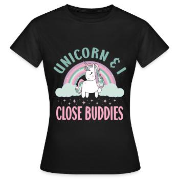 Vintage Rainbow Unicorn & I - Close Buddies Spirit - Women's T-Shirt - black - Front - AI Model Female 172 dark (172cm)