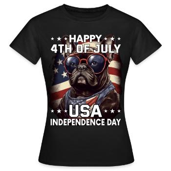 Bulldogge 4 July Independence Day USA Flagge - Frauen T-Shirt - Schwarz - Vorne - AI Model Female 172 dark (172cm)