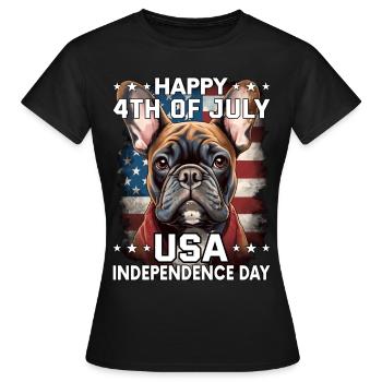 Bulldogge 4 July Independence Day USA Flagge - Frauen T-Shirt - Schwarz - Vorne - AI Model Female 172 dark (172cm)