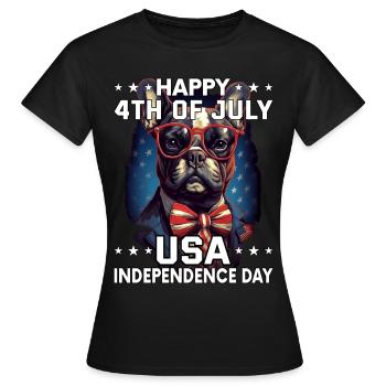 Bulldogge 4 July Independence Day USA Flagge - Frauen T-Shirt - Schwarz - Vorne - AI Model Female 172 dark (172cm)