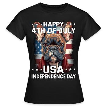 Bulldogge 4 July Independence Day USA Flagge - Frauen T-Shirt - Schwarz - Vorne - AI Model Female 172 dark (172cm)