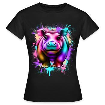 Hippopotame - T-shirt Femme - noir - Devant - AI Model Female 172 dark (172cm)