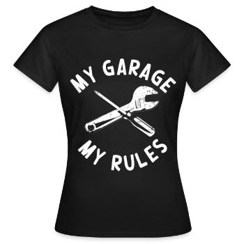 Mon garage mes règles drôle d’atelier dire - T-shirt Femme - noir - Devant - AI Model Female 172 dark (172cm)