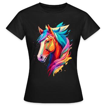 Polygon Pferd - Frauen T-Shirt - Schwarz - Vorne - AI Model Female 172 dark (172cm)