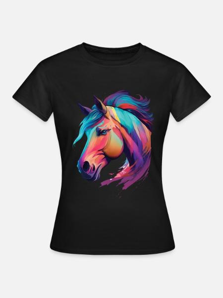 Pony Pferd Kopf schönes Kunstwerk für Reiter - Frauen T-Shirt - Schwarz