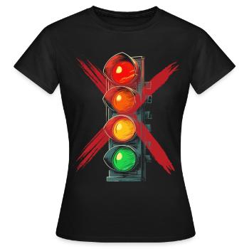 Feu de circulation Panneau d’interdiction gouvernementale - T-shirt Femme - noir - Devant - AI Model Female 172 dark (172cm)