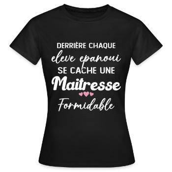 Maîtresse Formidable Remerciement Fin d'année - T-shirt Femme - noir - Devant - AI Model Female 172 dark (172cm)