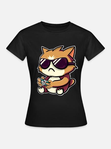 Gaming Gamer Katze - Frauen T-Shirt - Schwarz