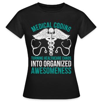 Le codage médical transforme le chaos dans le secteur de la santé - T-shirt Femme - noir - Devant - AI Model Female 172 dark (172cm)