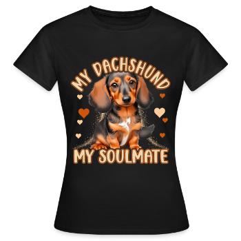 Mon teckel Mon âme sœur - T-shirt Femme - noir - Devant - AI Model Female 172 dark (172cm)