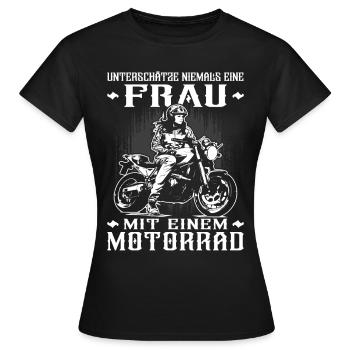 Motorradfahrerin - Bikerin / Bikerfrau - Frauen T-Shirt - Schwarz - Vorne - AI Model Female 172 dark (172cm)