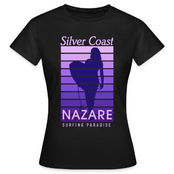 Nazare Surfer Girl Portugal Silver Coast - Women's T-Shirt - black - Front - AI Model Female 172 dark (172cm)